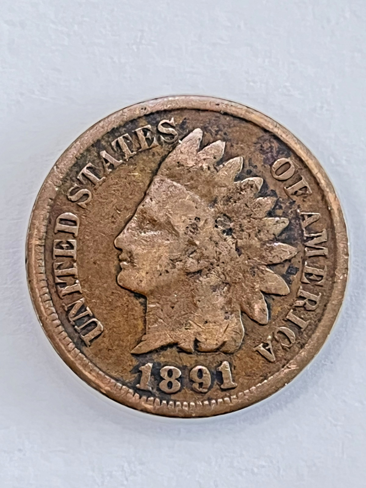 1891 Indian Head Cent – Fine Condition – Full Date – Nice Brown Coin