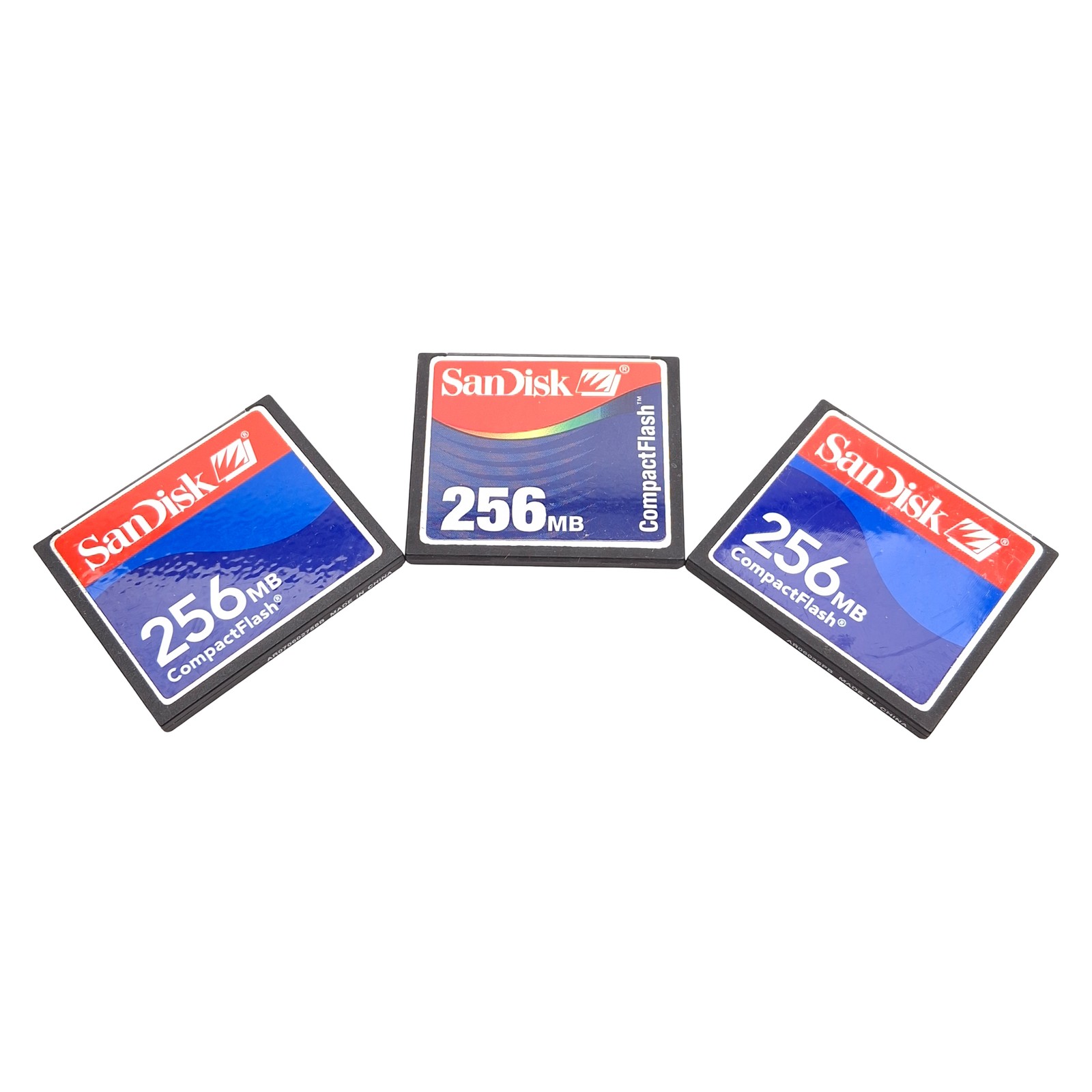 Lot of 3 SanDisk SDCFJ CompactFlash Memory Card, 256MB Capacity, Non-Volatile