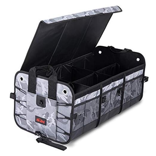Car Trunk Organizer Collapsible Cargo Trunk Storage 6 Compartments Camouflage