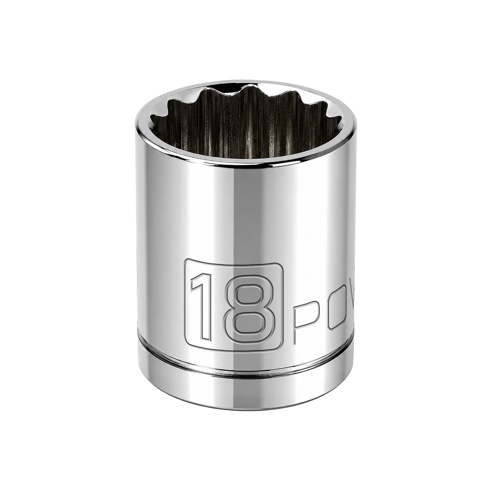 Powerbuilt 3/8 Inch Drive x 18 MM 12 Point Shallow Socket - 641023