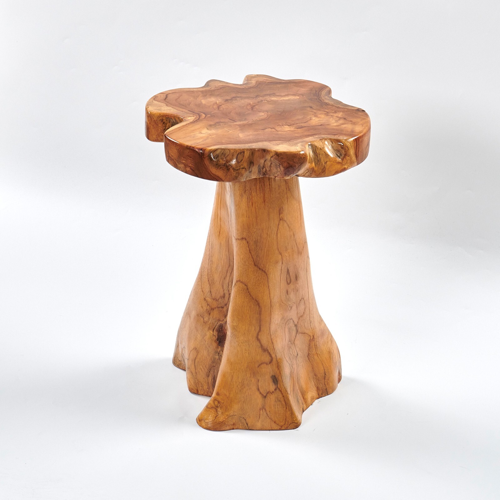 Rustic Teak Tree Stump Table – Live Edge Side Table or Stool, Natural Wood, Gift
