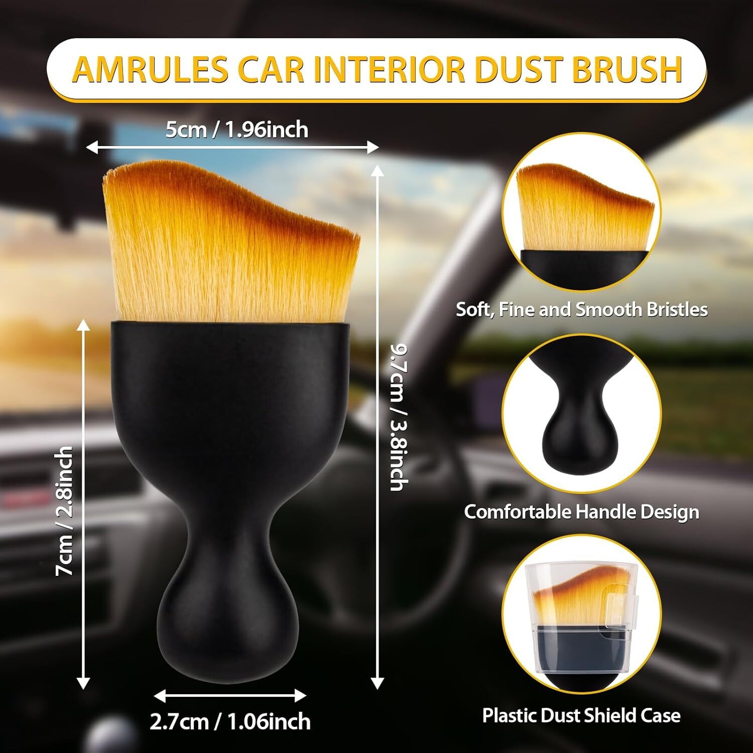 Auto Car Detailing Brush Dusting Brush, Soft Bristles Car Interior Cleaning Tool