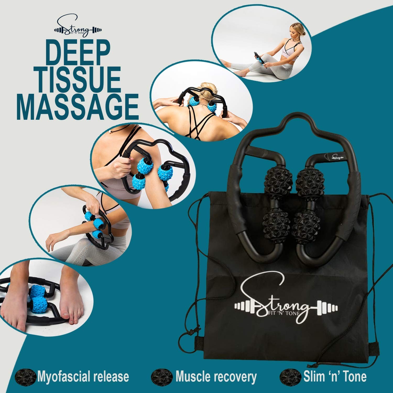 Foam Roller Deep Tissue Massager | Myofascial Massage Tools with Drawstring G...