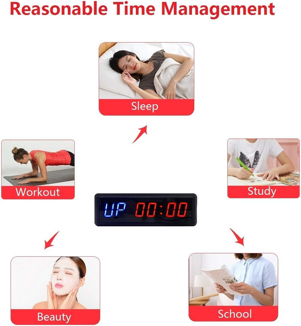 LED Interval Timer Count Down/Up Clock Stopwatch with Remote for Home Gym Fitnes