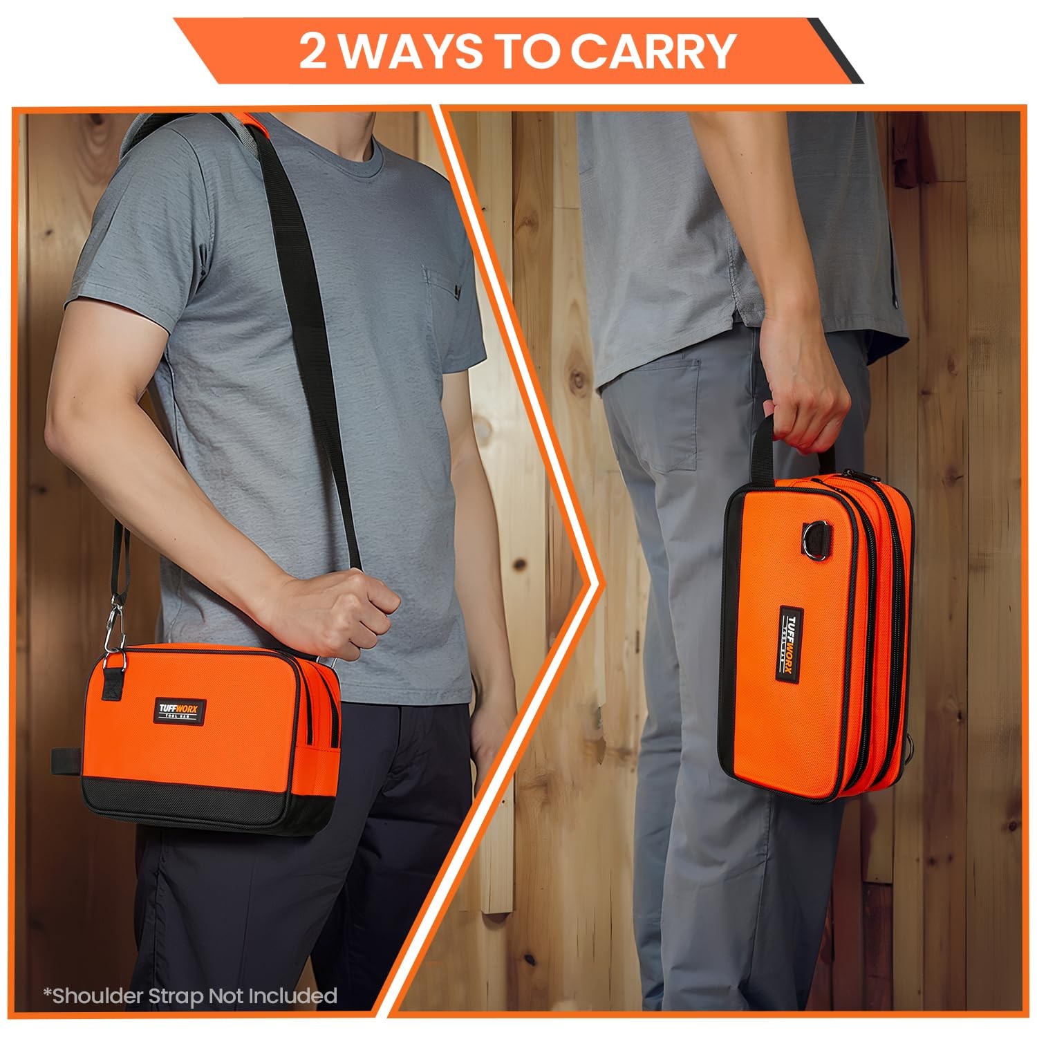 Tool Bag, Dual Compartment Storage Pouch (Orange)