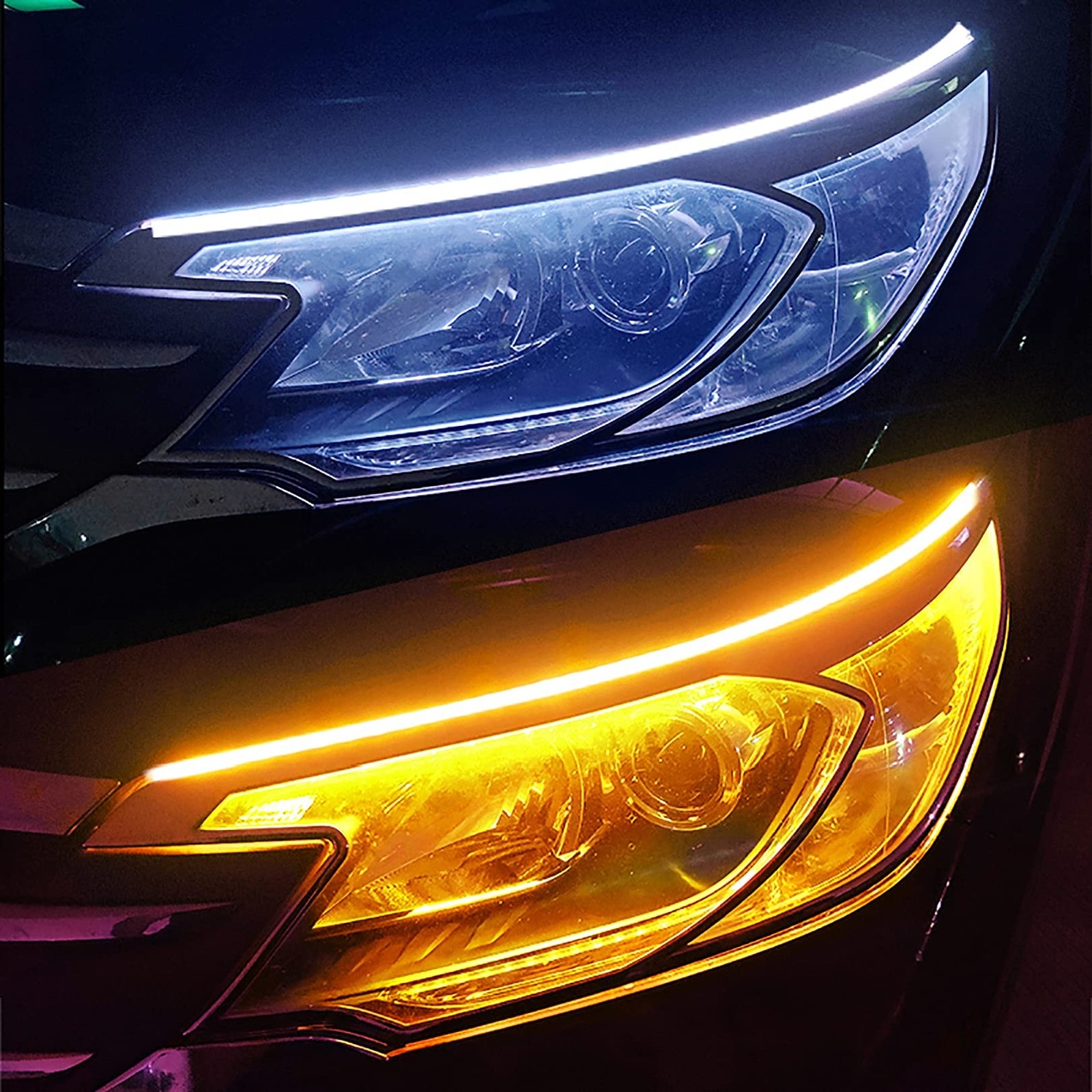 Vilihkc 2pcs LED DRL Car Daytime Running Light Flexible Waterproof Strip Auto...