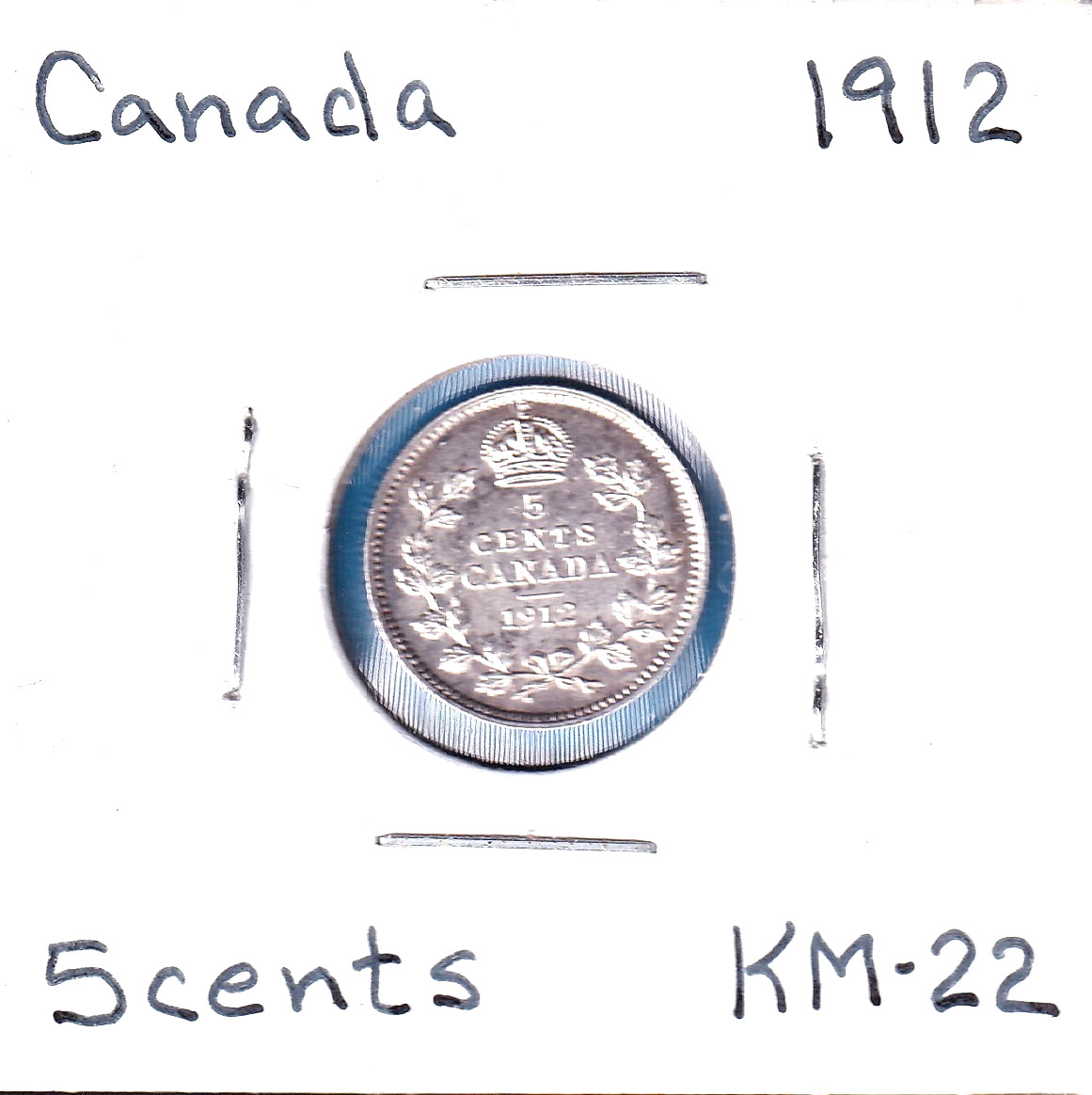 1912 Canada 5 Cents (KM-22) .0346 ASW Silver!!!  [George V] Ottawa Mint