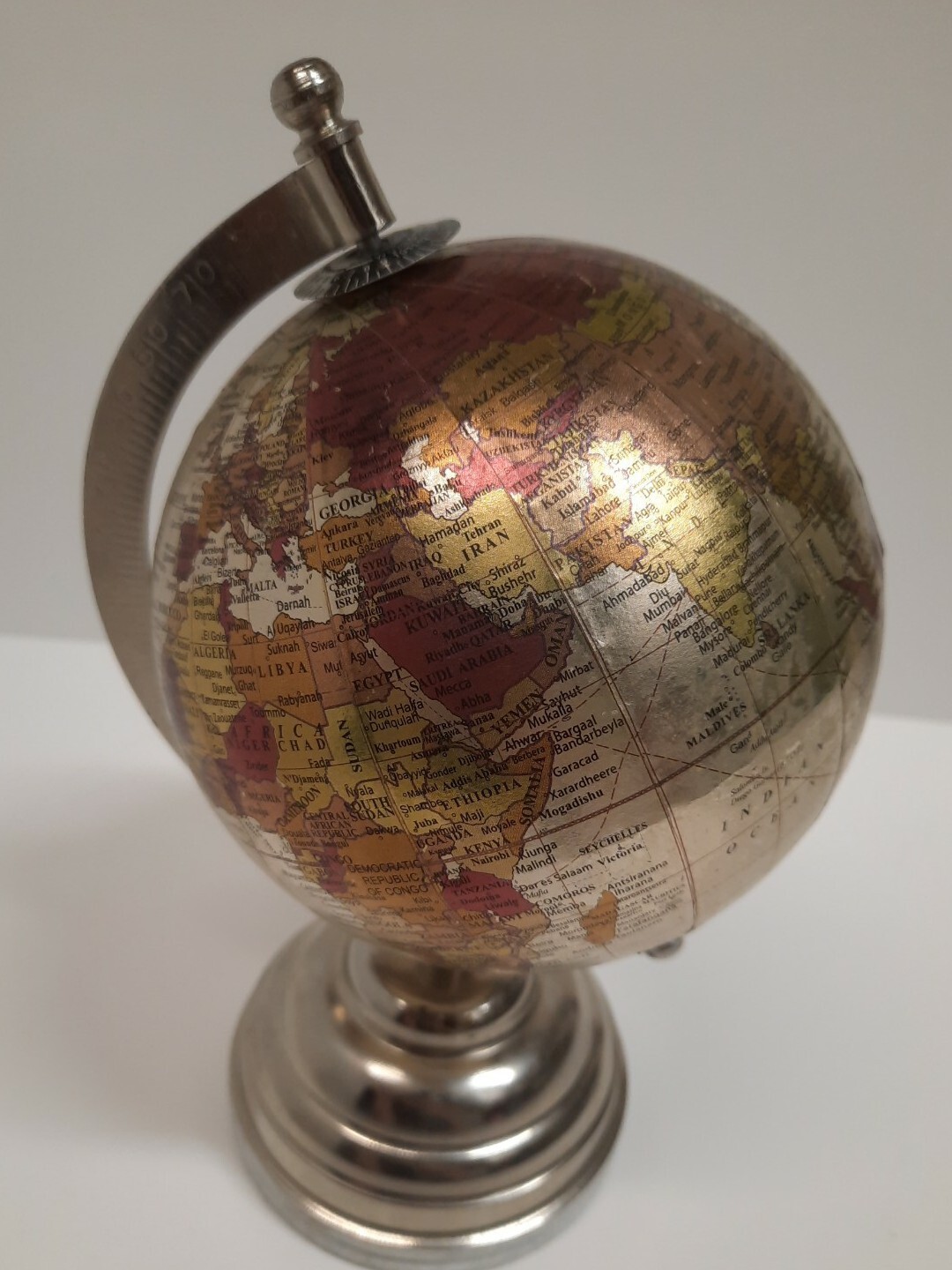 Globe Earth Decorative Desktop Gold Silver Faux Metallic Vintage