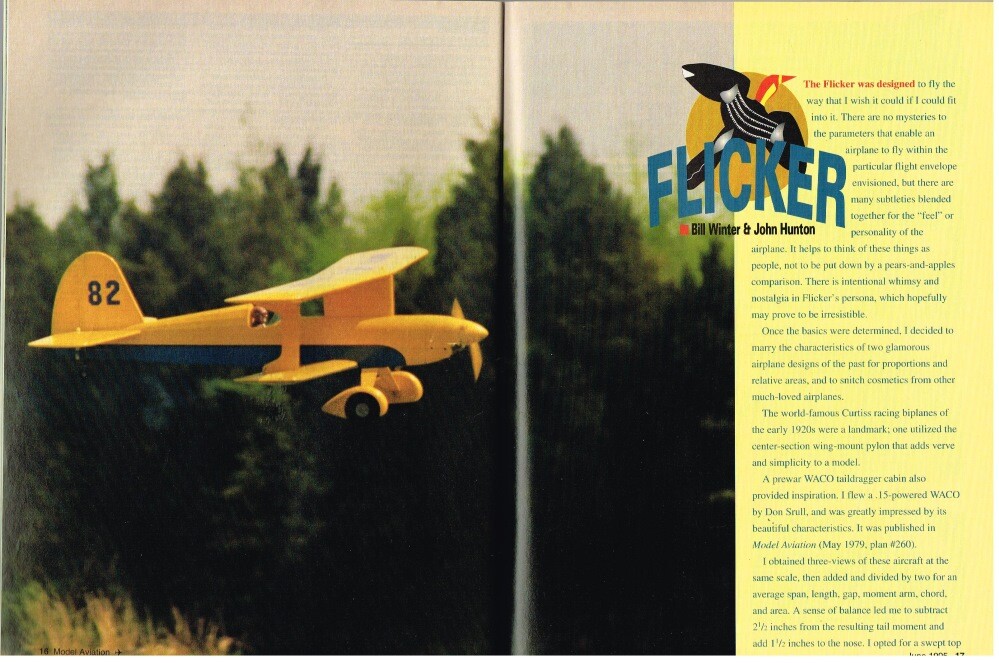 MODEL AVIATION Magazine June 1995 Flicker RC Bipe
