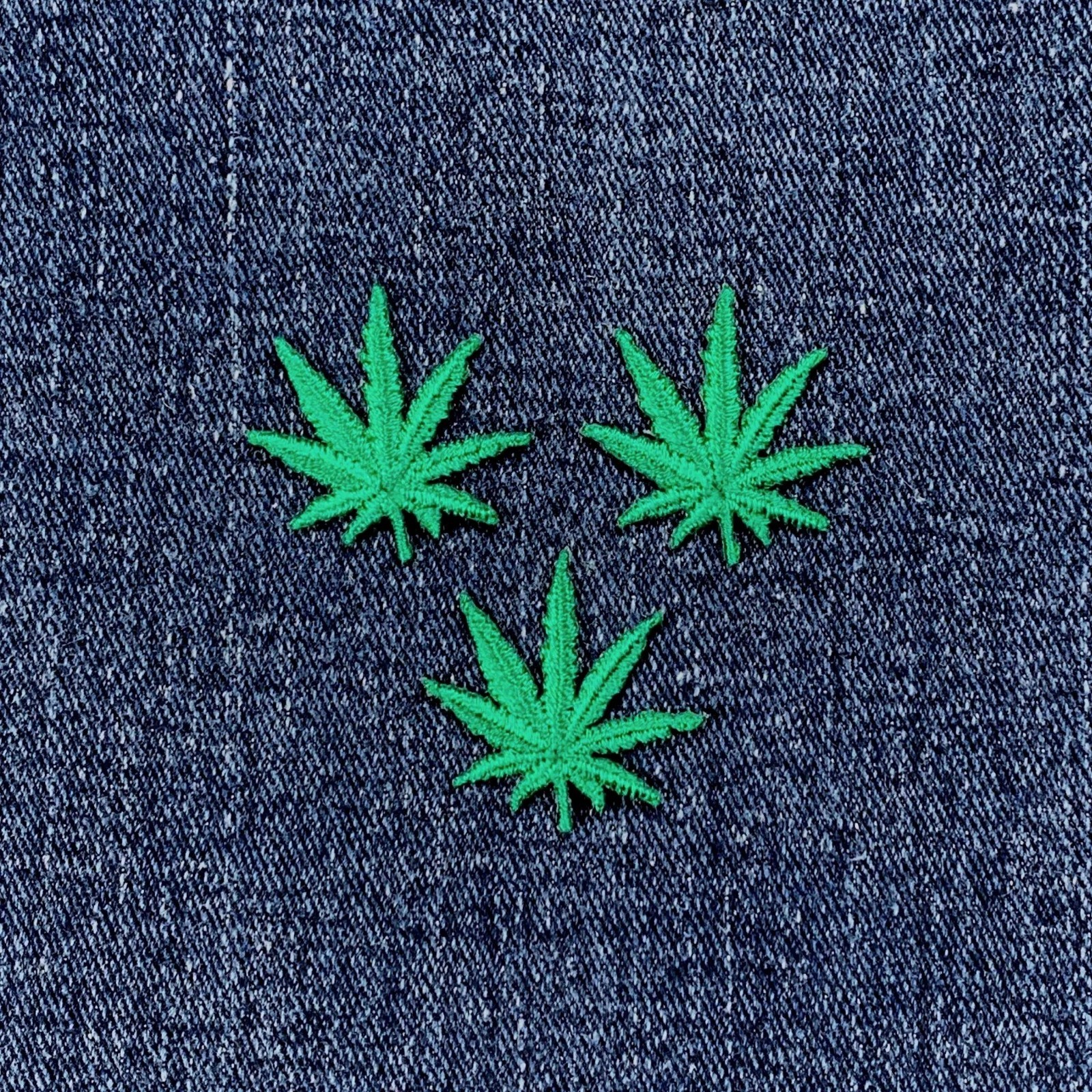 3-Pack Weed Leaf Applique Patch - Mini Embroidered Cannabis Pot Marijuana Badge