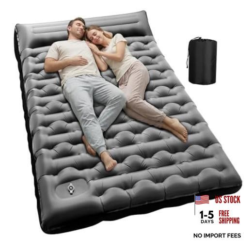 Double Inflatable Camping Sleeping Pad,Thick 6 inch 2 Person Double Gray
