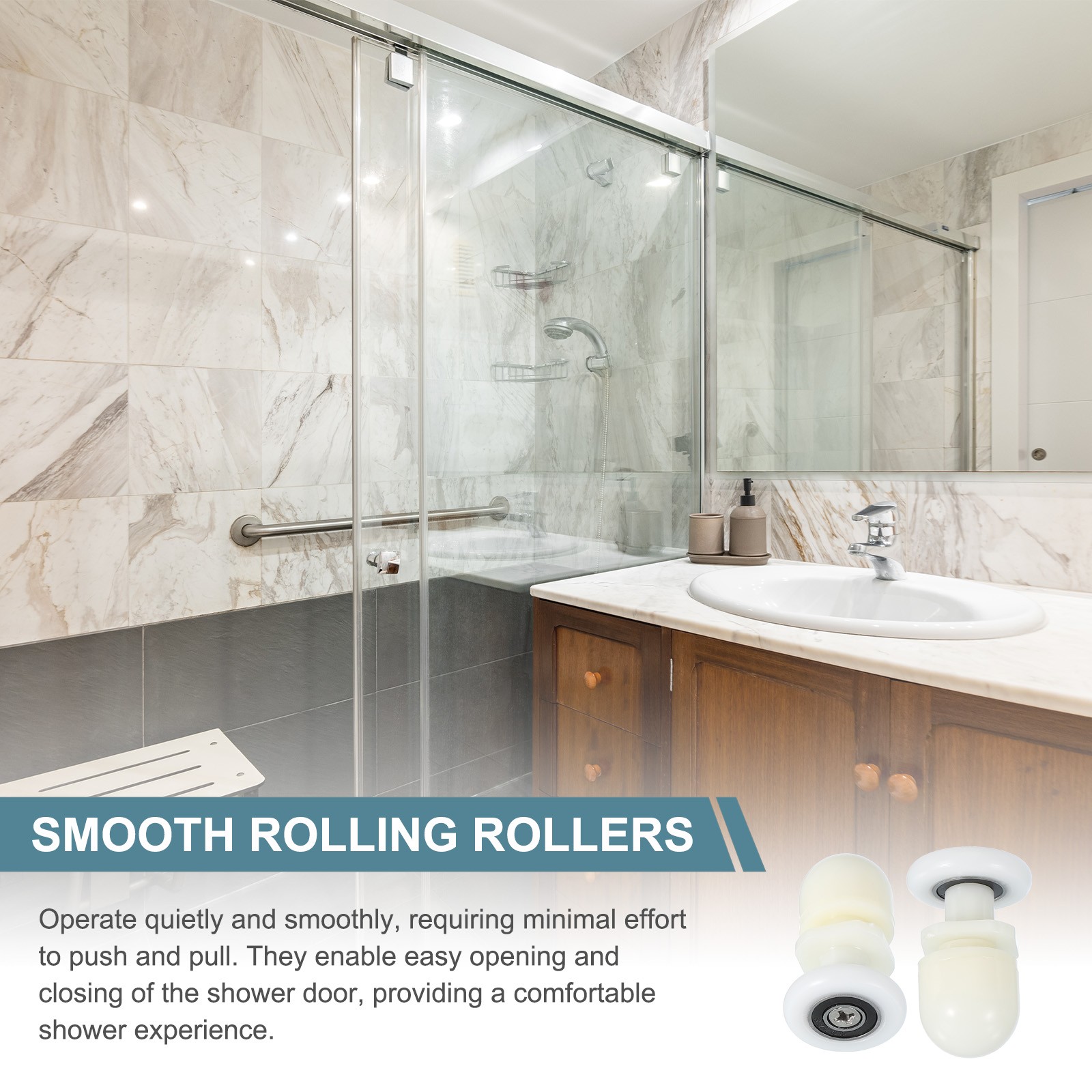 8 Pcs 25mm Shower Door Rollers Wheels Replacement White