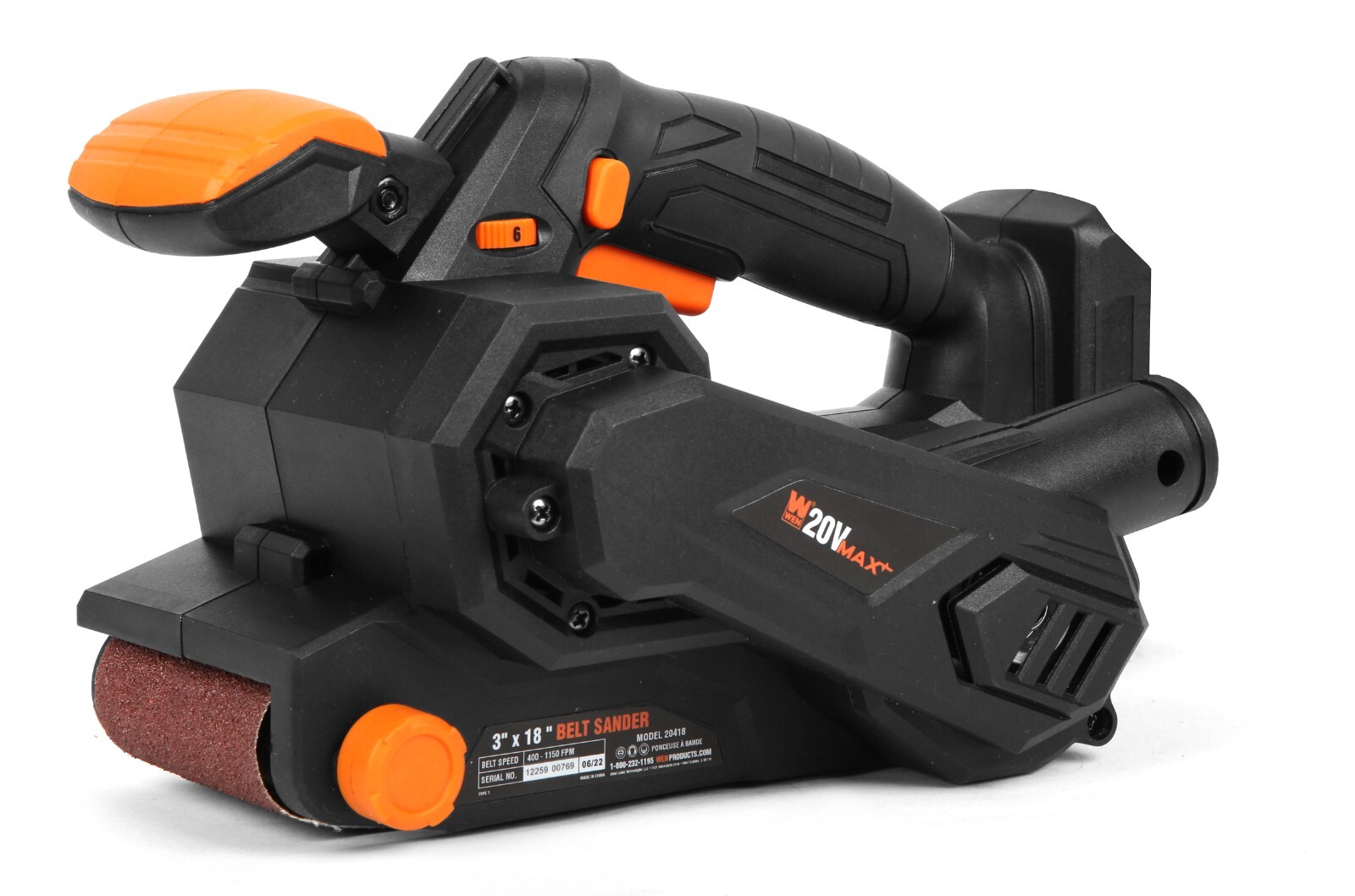 WEN 20V Max Cordless Belt Sander, Variable Speed-Tool Only (20418BT)