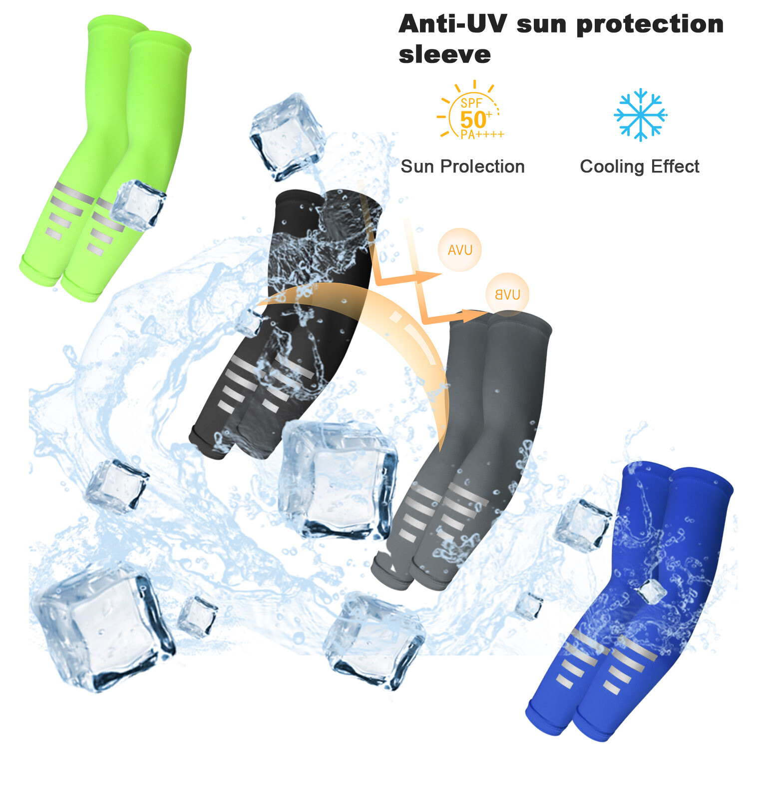 Cycling Sleeve with Reflective Warning Stripes Breathable Ice Silk for Safety US