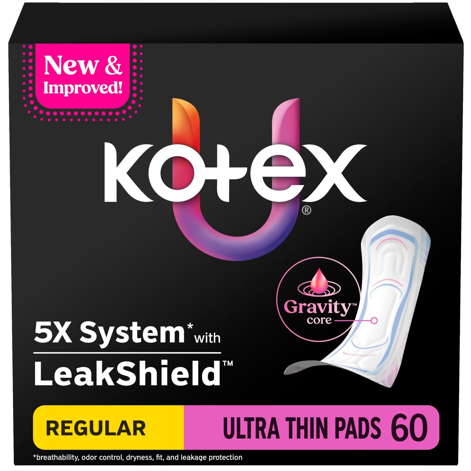 Ultra Thin Regular Pads  60 Count for Discreet Protection & Comfort