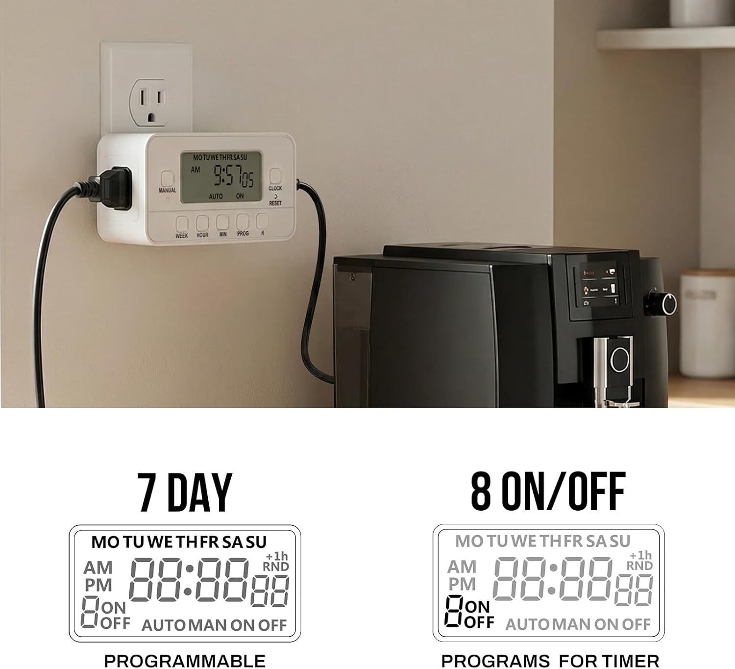 STANLEY 2-Outlet Weekly Digital Timer, Easy Set, Built-In Backup Battery