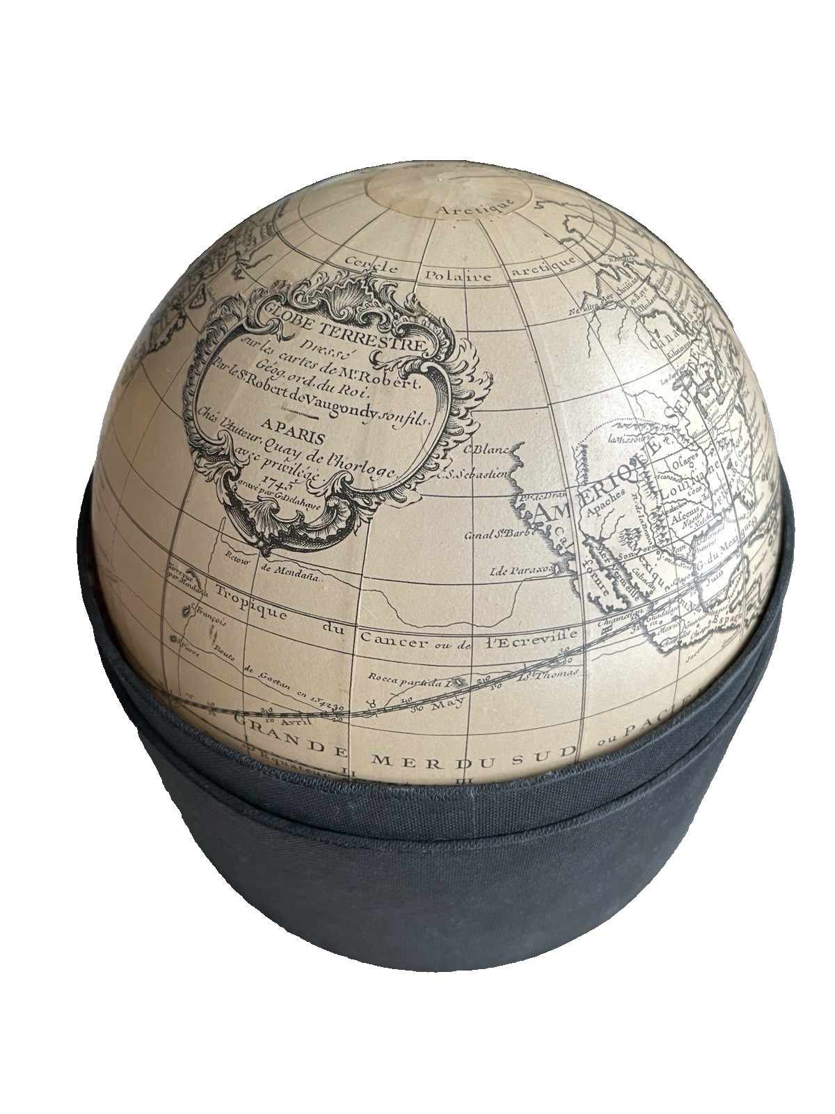 World Globe Vaugondy 1745 Authentic Model REPLICA 5 1/2" Diameter w/ Box
