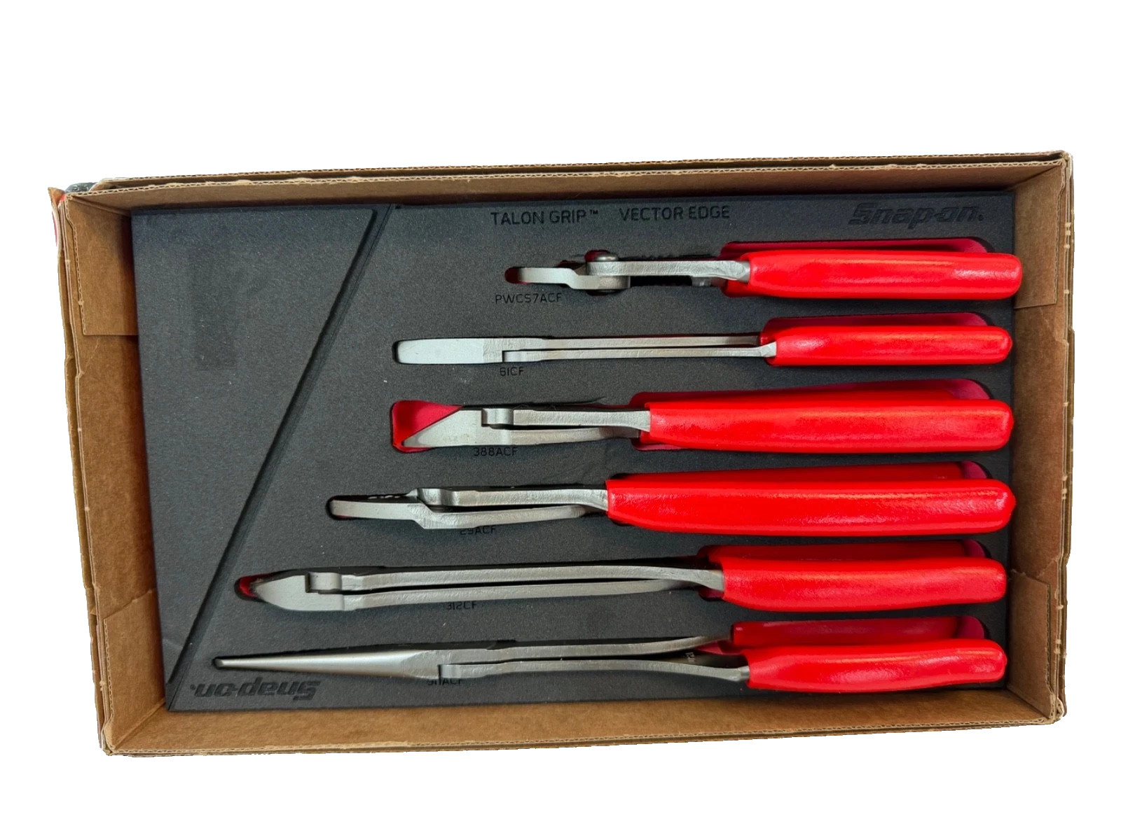 Snap-On RED 6-Pc Essential Pliers/Cutters Set Foam Tray PL600ES2FR NEW SEALED