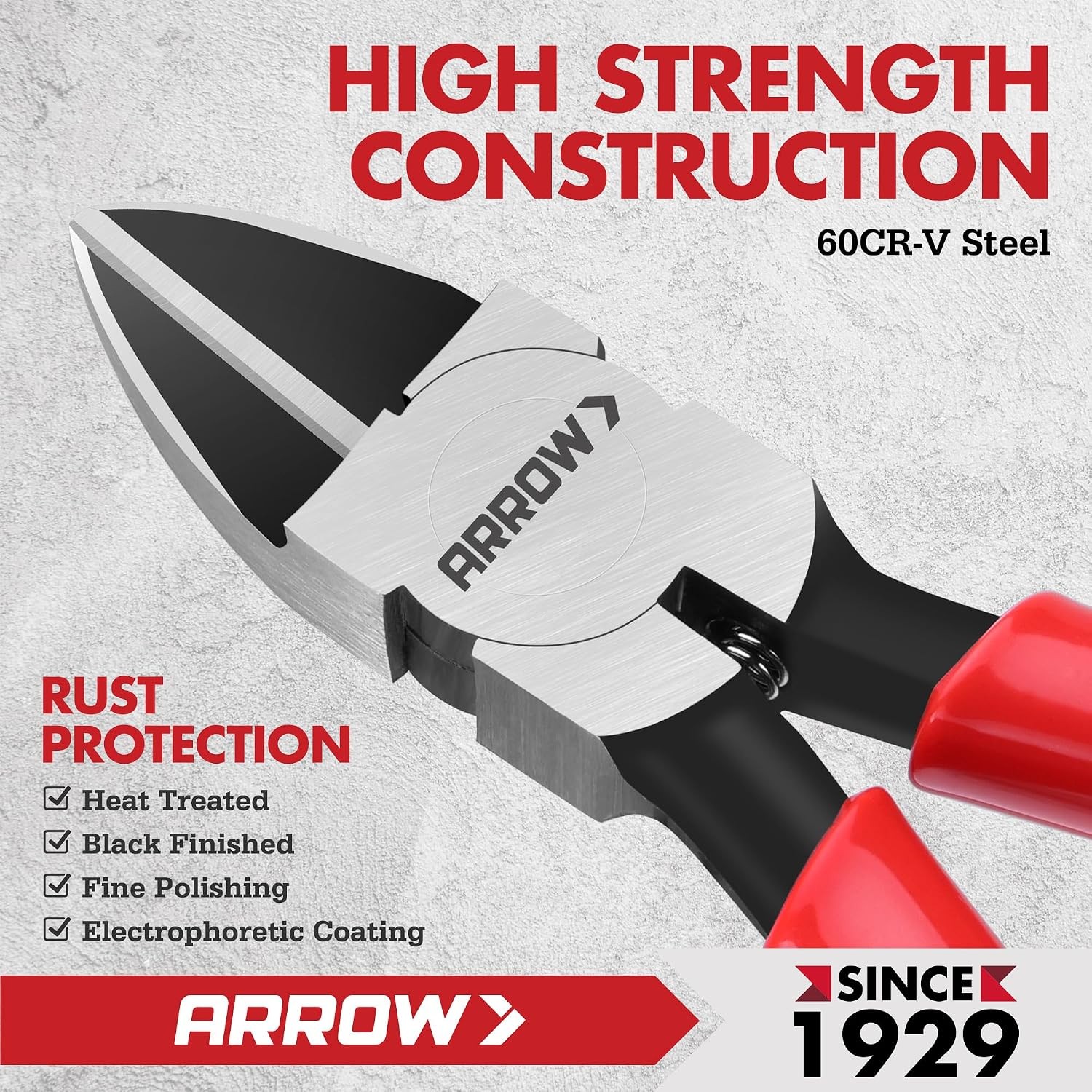 ARROW 6" Precision Wire Cutters - Spring Loaded Side Cutters, Ultra-Sharp