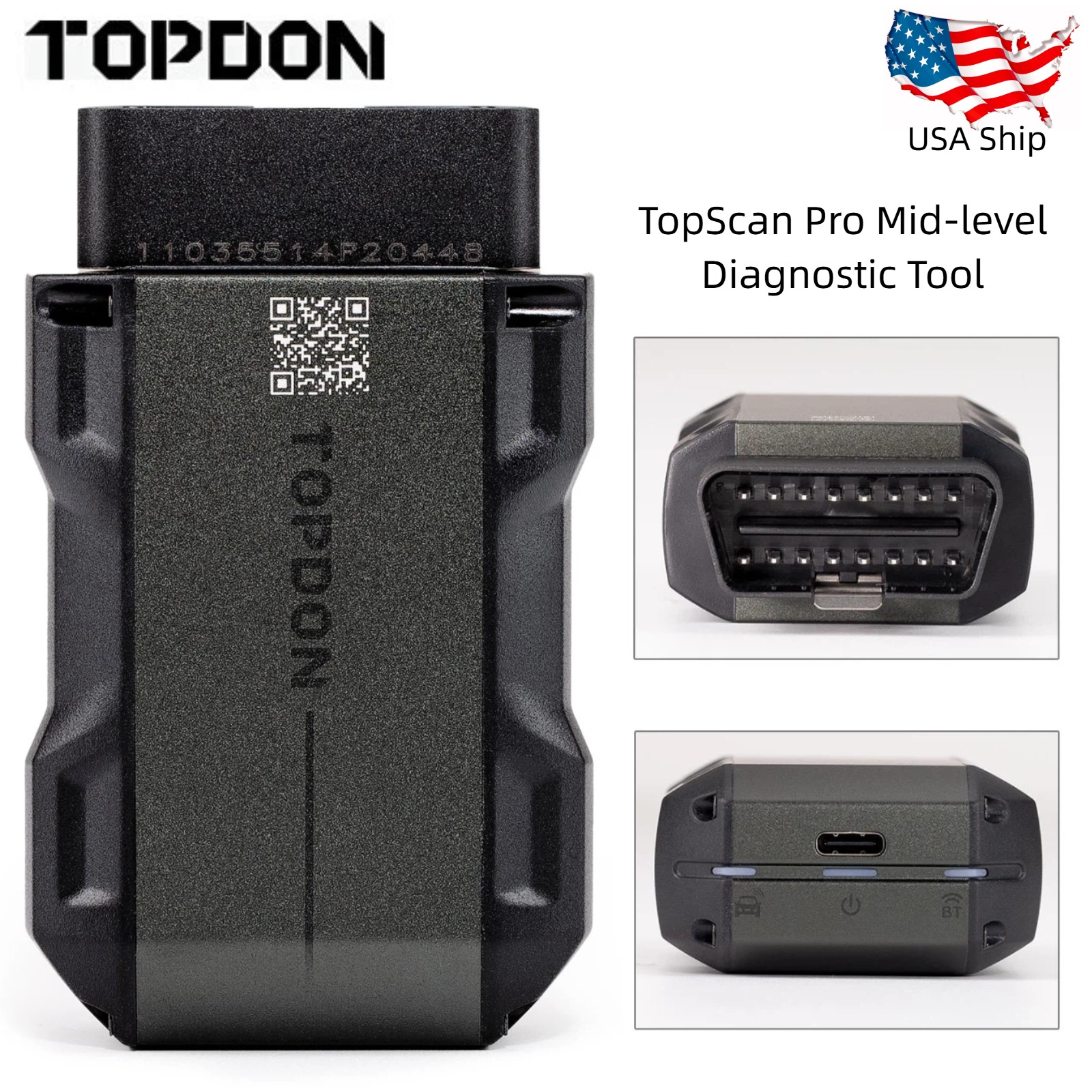TOPDON TopScan PRO Mid-level Diagnostic Tool Injector Coding Tire Pressure Reset