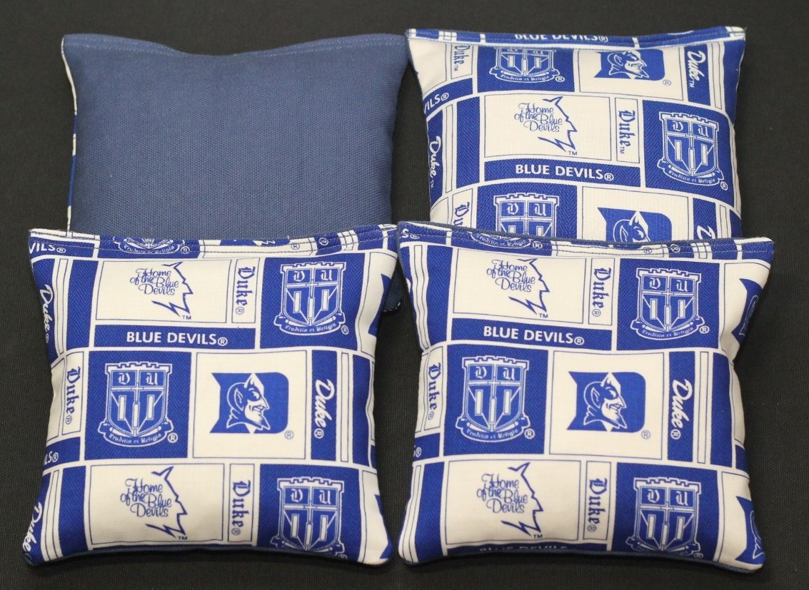 DUKE UNV. 4 CORNHOLE BEAN BAGS ACA Regulation Blue Devils Game Toss Bags