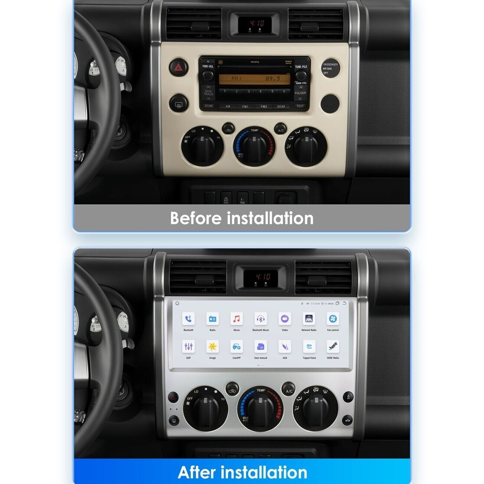 12.3'' Car Stereo Radio Auto Android 6+64GB For 2006-2021 Toyota FJ Cruiser