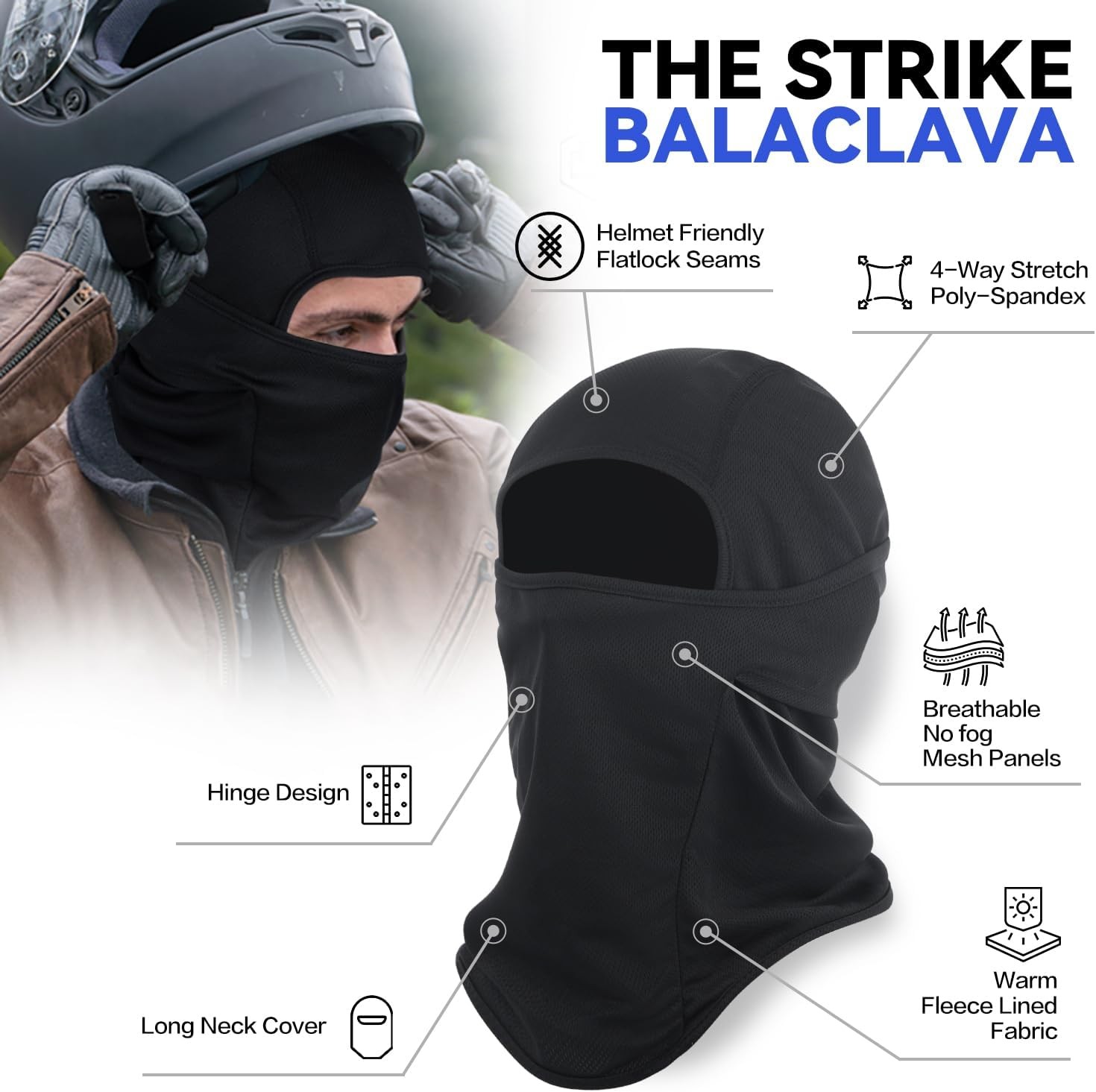 3 Pieces Balaclava Ski Mask -Winter Full Face Mask for Men Women Windproof