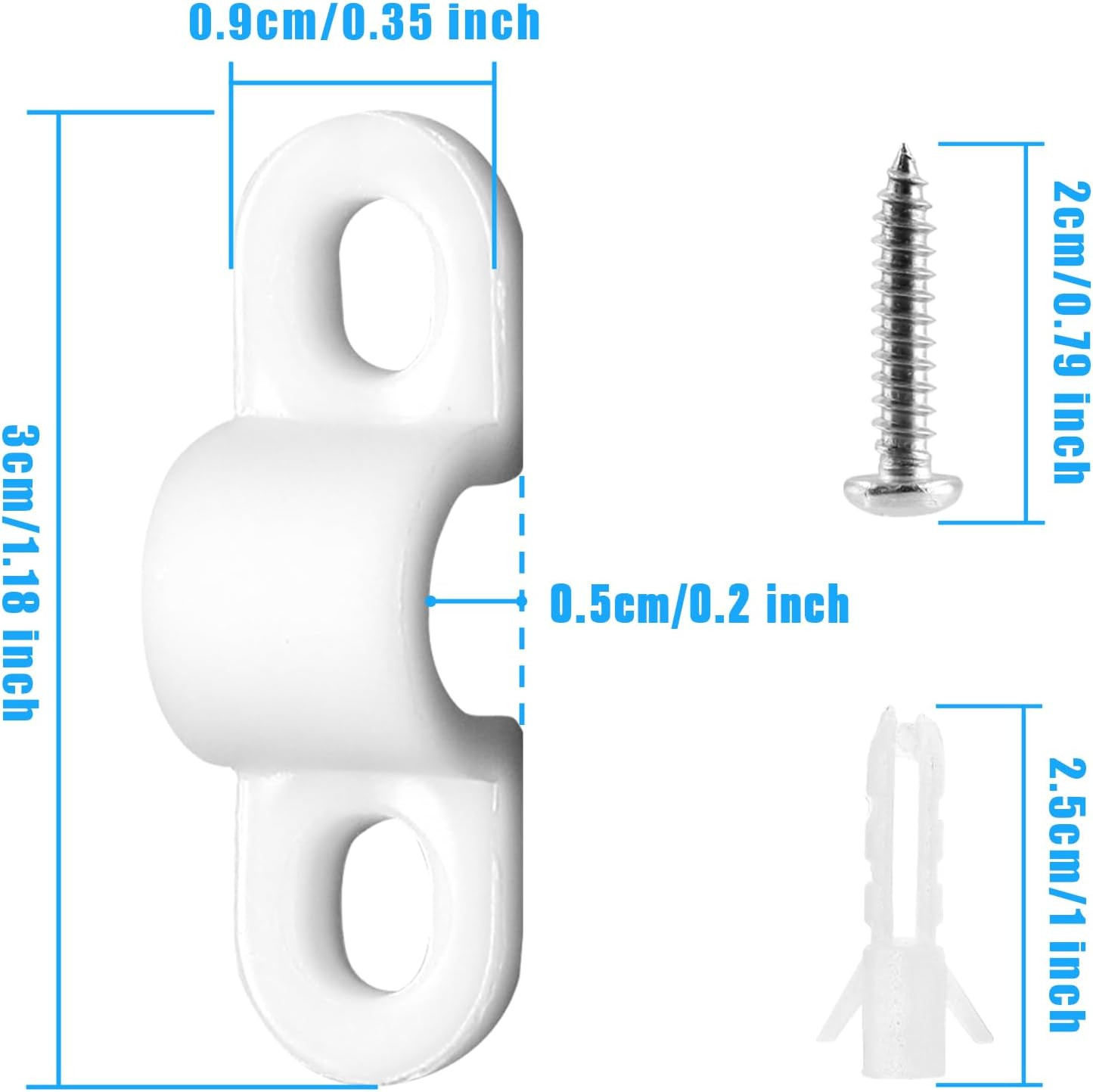24 Sets Wire Shelf Back Wall Clips White Loop Clips for Concrete Install