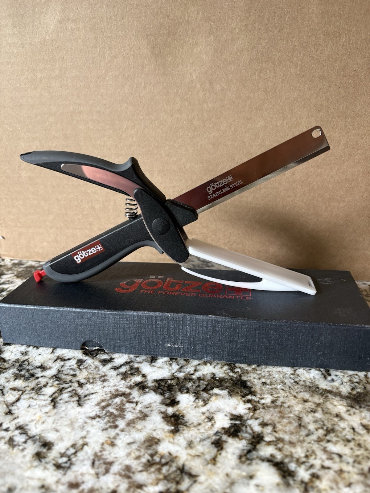 Gotze 2 In 1 Smart Cutter Stainless Steel Kitchen Scissors with Safety Lock New