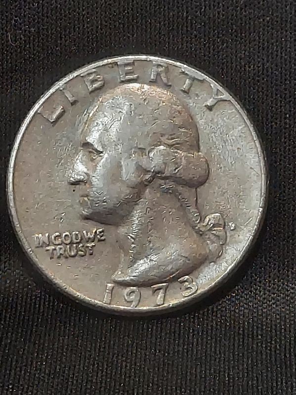 1973 D Washington Quarter Error - Filled "D" Mint Mark & "A" Letters ( Reverse)