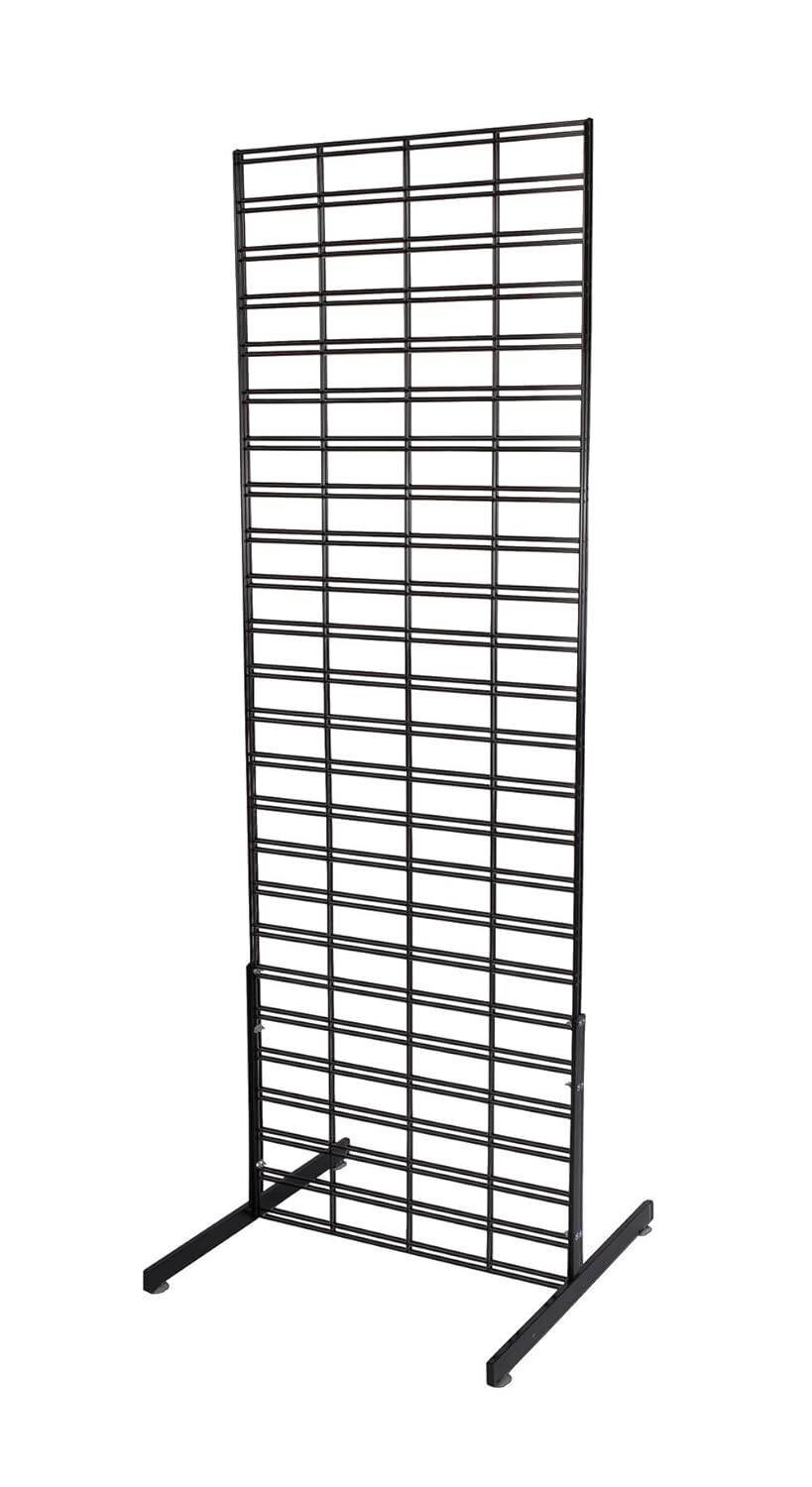 Slat Grid Panel Screen 2' x 6' Foot Display Black 2 Legs Stand Metal Craft Shows