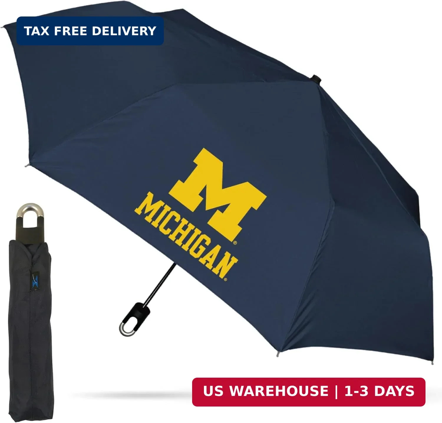 Storm Duds Mini Compact Storm Umbrella - NCAA Logo 42" Coverage, Folds to 11 Inc