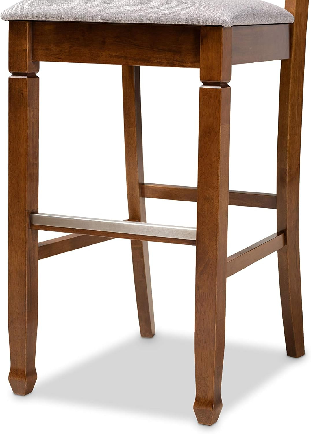 Calista Grey Fabric Bar Stool Set with Walnut Finish - 2 Stylish Pieces