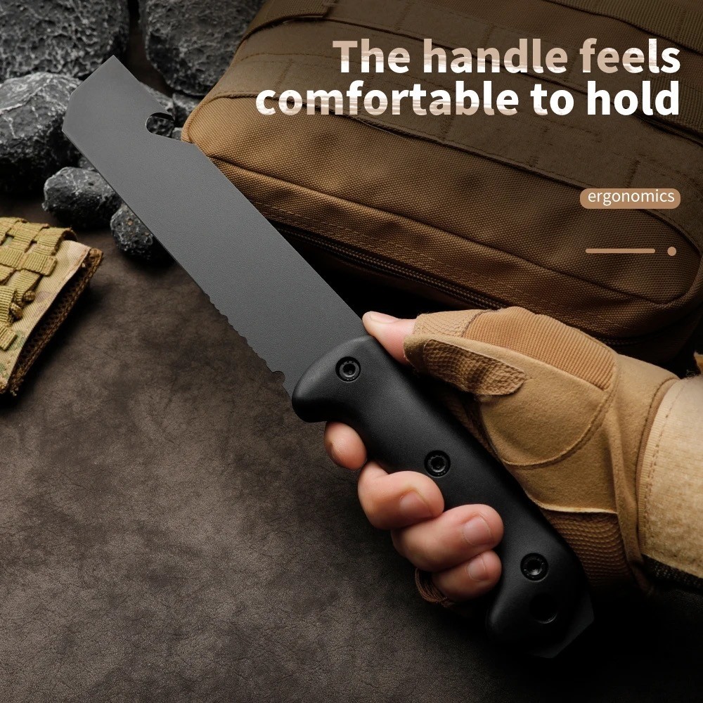 Ultimate Survival Chopper Knife Chisel Blade Edge Grind Batoning Baton Bugout