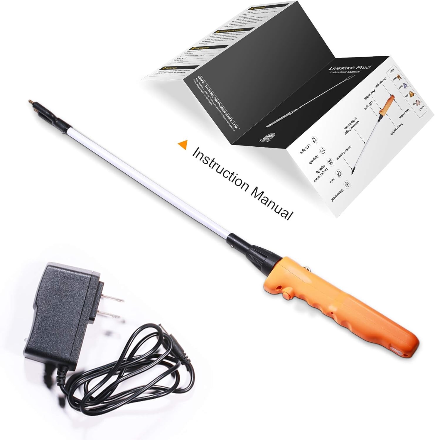 Waterproof Cattle Prod Stick with LED 43.7" Livestock Handling Tool