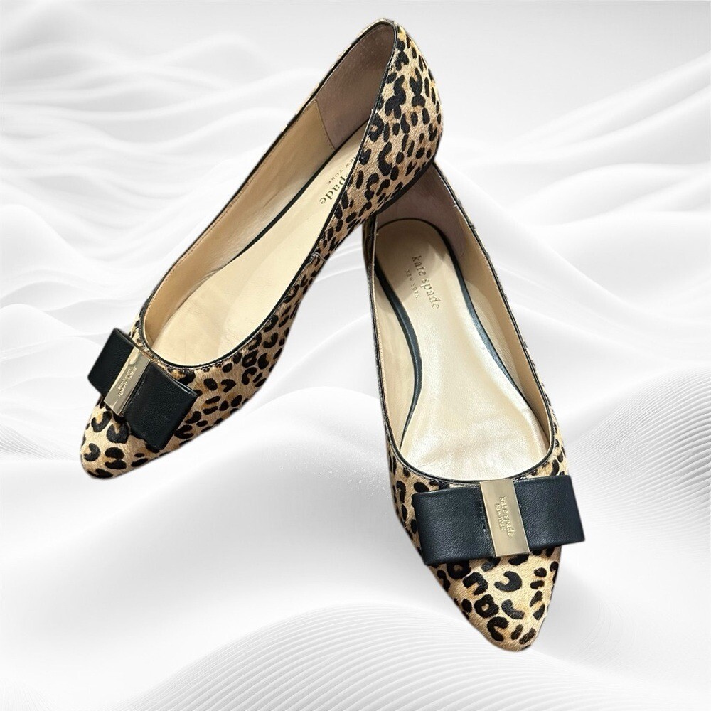 Kate Spade Norah Bow Calf Hair Flat size 8.5 Leopard