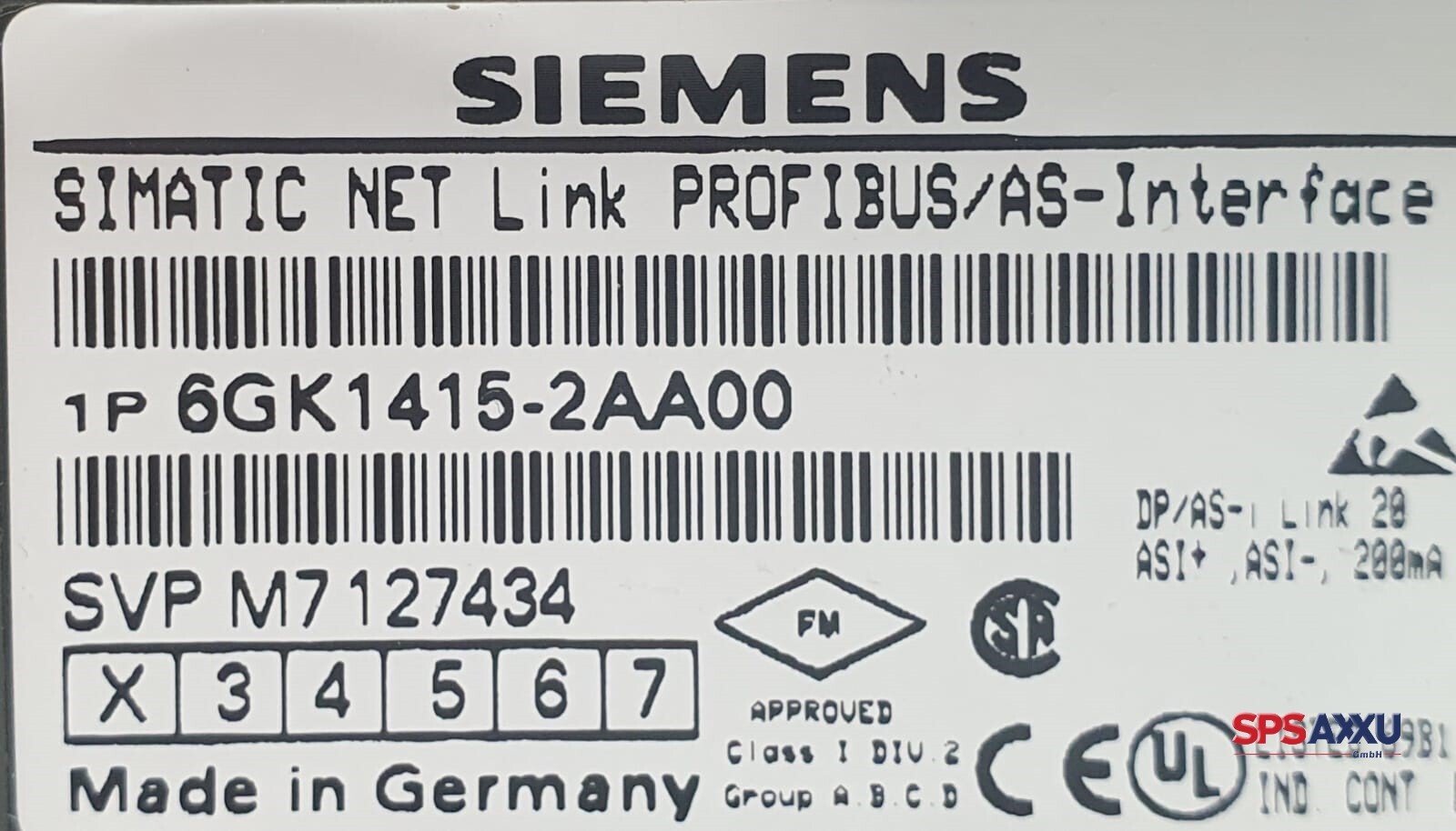 SIEMENS Simatic Net Link PROFIBUS/AS Interface 6GK1415-2AA00 6GK1 415-2AA00