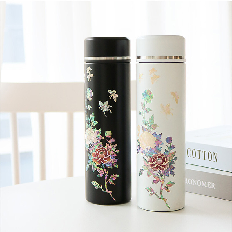 Lacquerware inlaid with Mother-of-pearl Stainless Tumbler 500ml #Peony Korea
