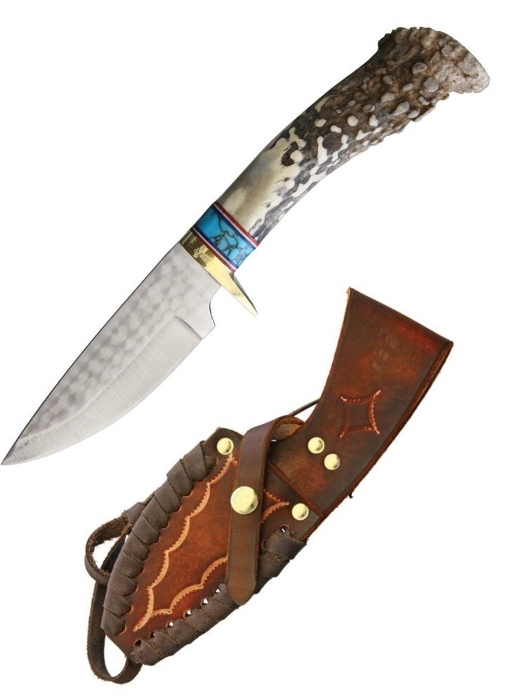 Ken Richardson Knives Fixed Knife 4" 1085HC Steel Blade Shed Deer Antler Handle