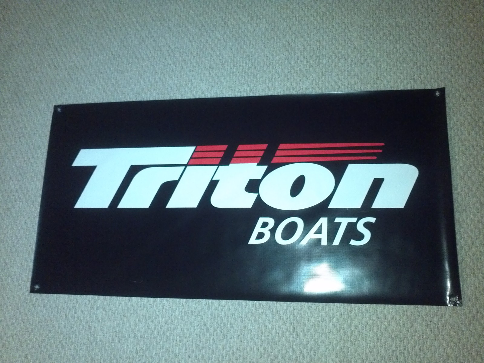 TRITON BOATS BANNER BLACK 48" * 24" with Sticker Decal White Bass Boat