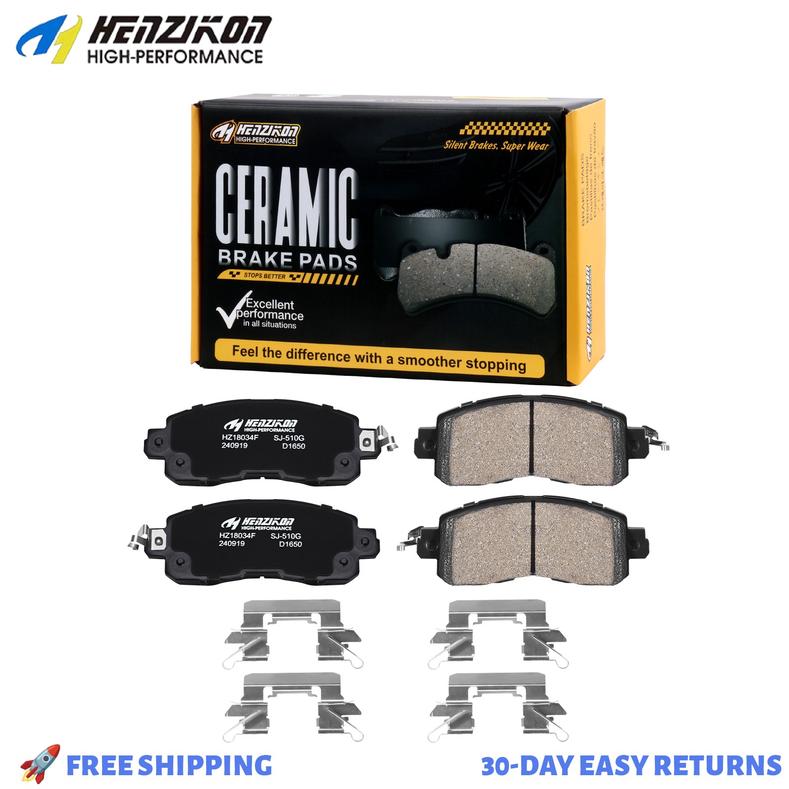 For Nissan Altima Leaf 2014 2015 - 2024 W/Hardware Front Ceramic Brake Pads Set