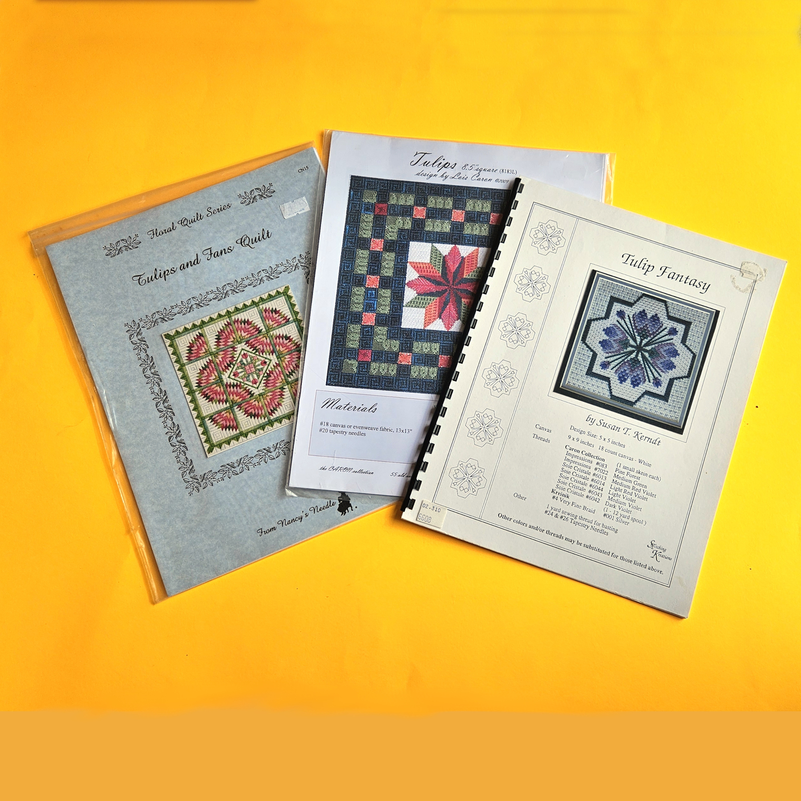 3 NEEDLEPOINT STITCH GUIDES: TULIPS SPRING THEME BM