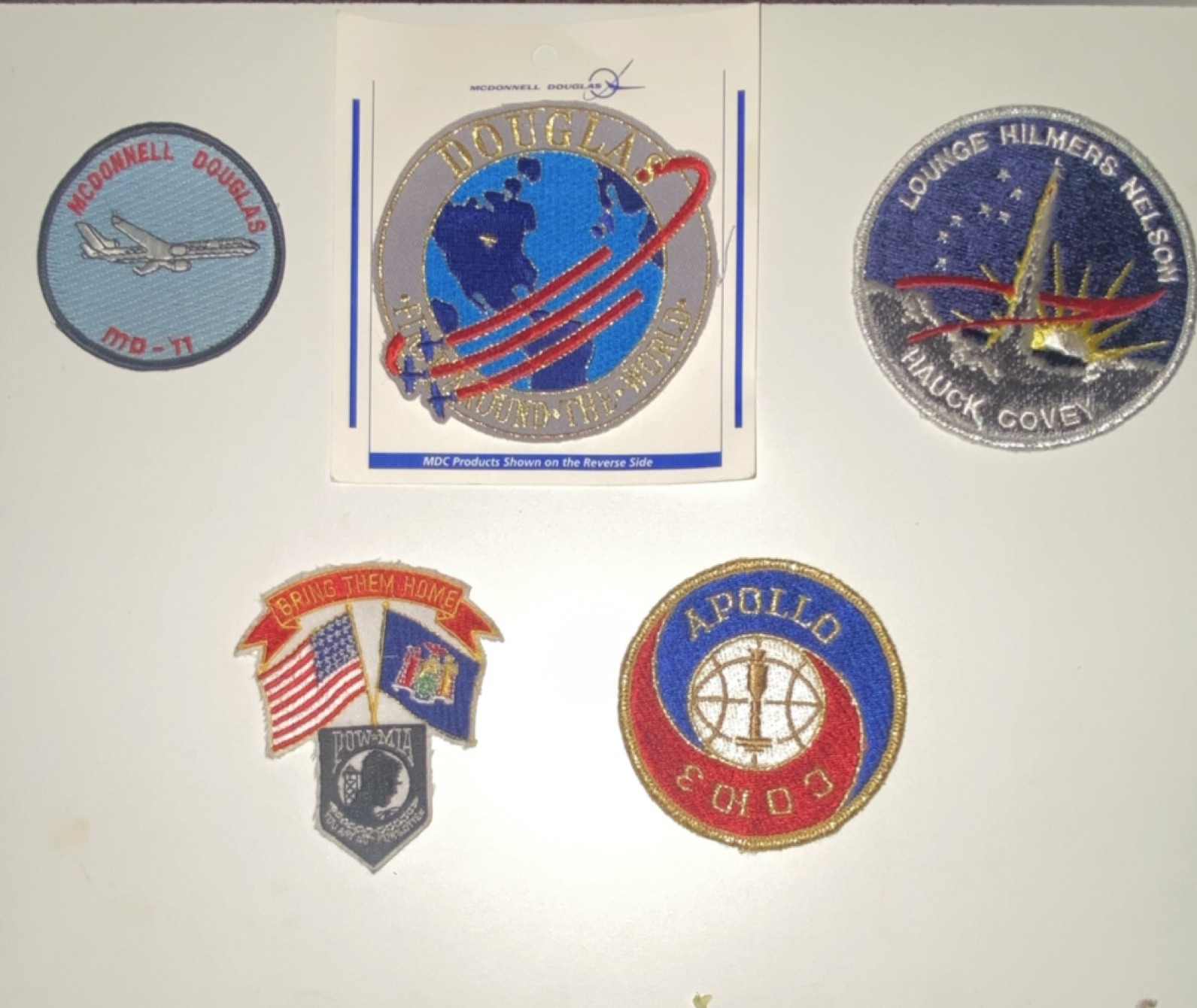 Lot of 5 Collectible Patches Apollo Soyuz Shuttle MD-11 POW-MIA Astronauts