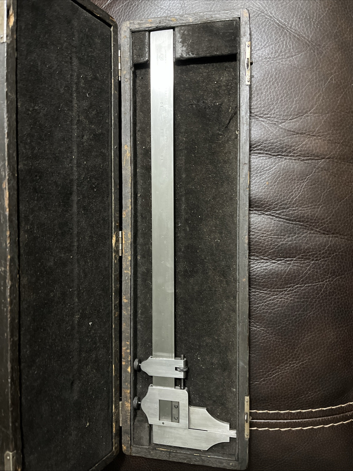 Antique L.S. Starrett No. 122 Vernier Caliper Gauge 12” w/ Original Wood Box