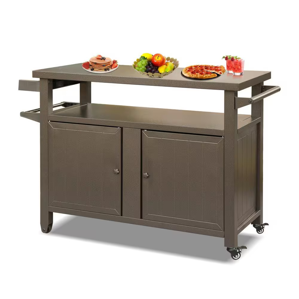 Unity XL Portable Outdoor Table Brown Grill Carts Outdoor Storage Cabinet with W