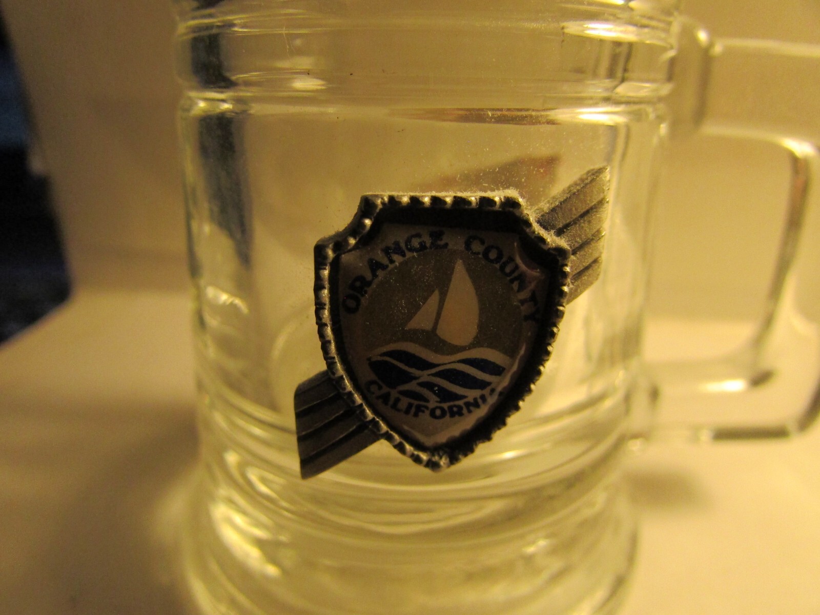 Vintage Orange County, California- emblem on mini mug shotglass -see pics-new