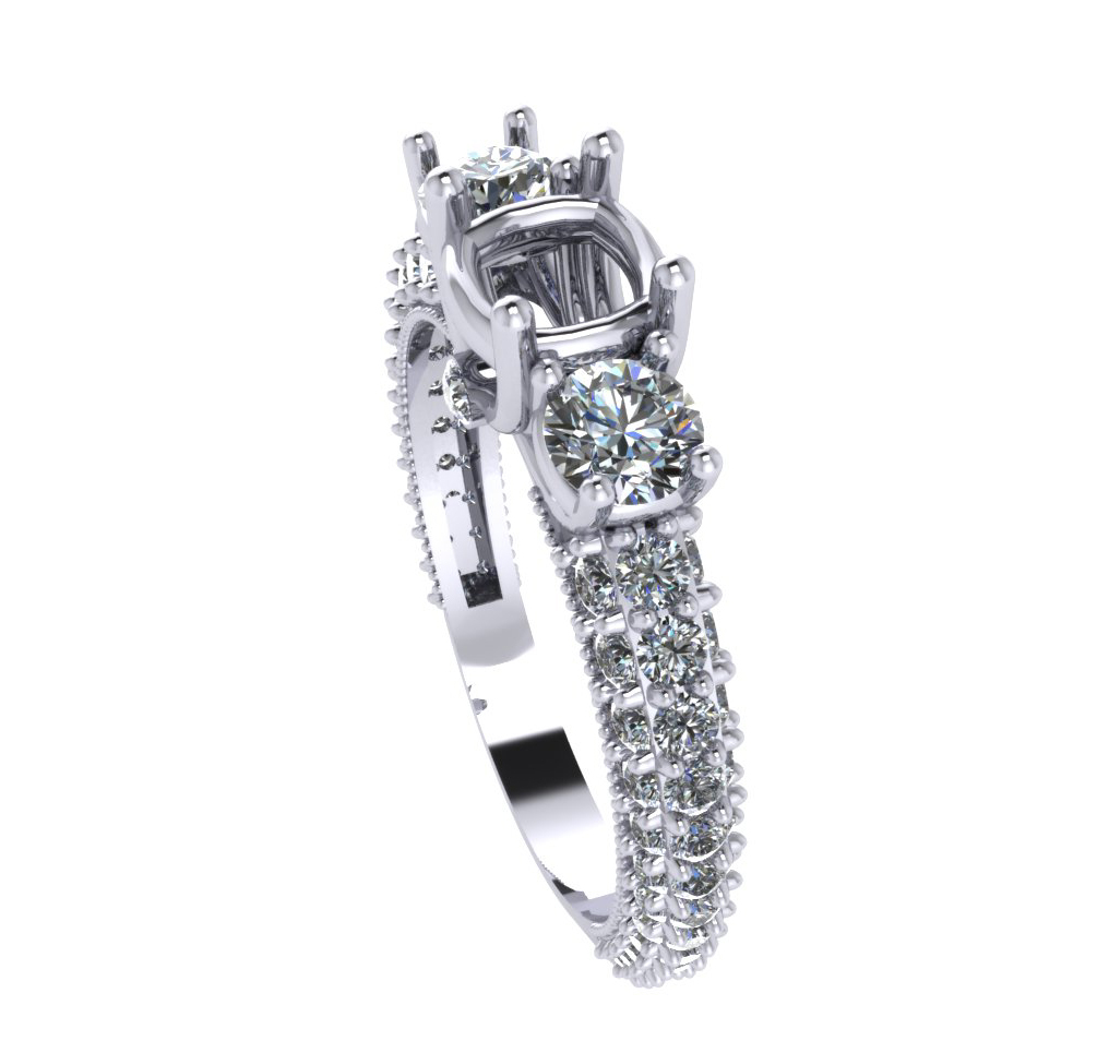 1.85 ct Round Cut Diamond Semi Mount Engagement Ring