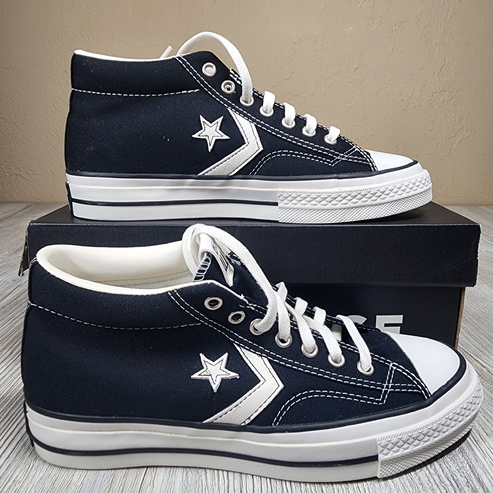 Converse Star Player 76 Mid Black/Vintage White Womens Size 8.5 New A06920C