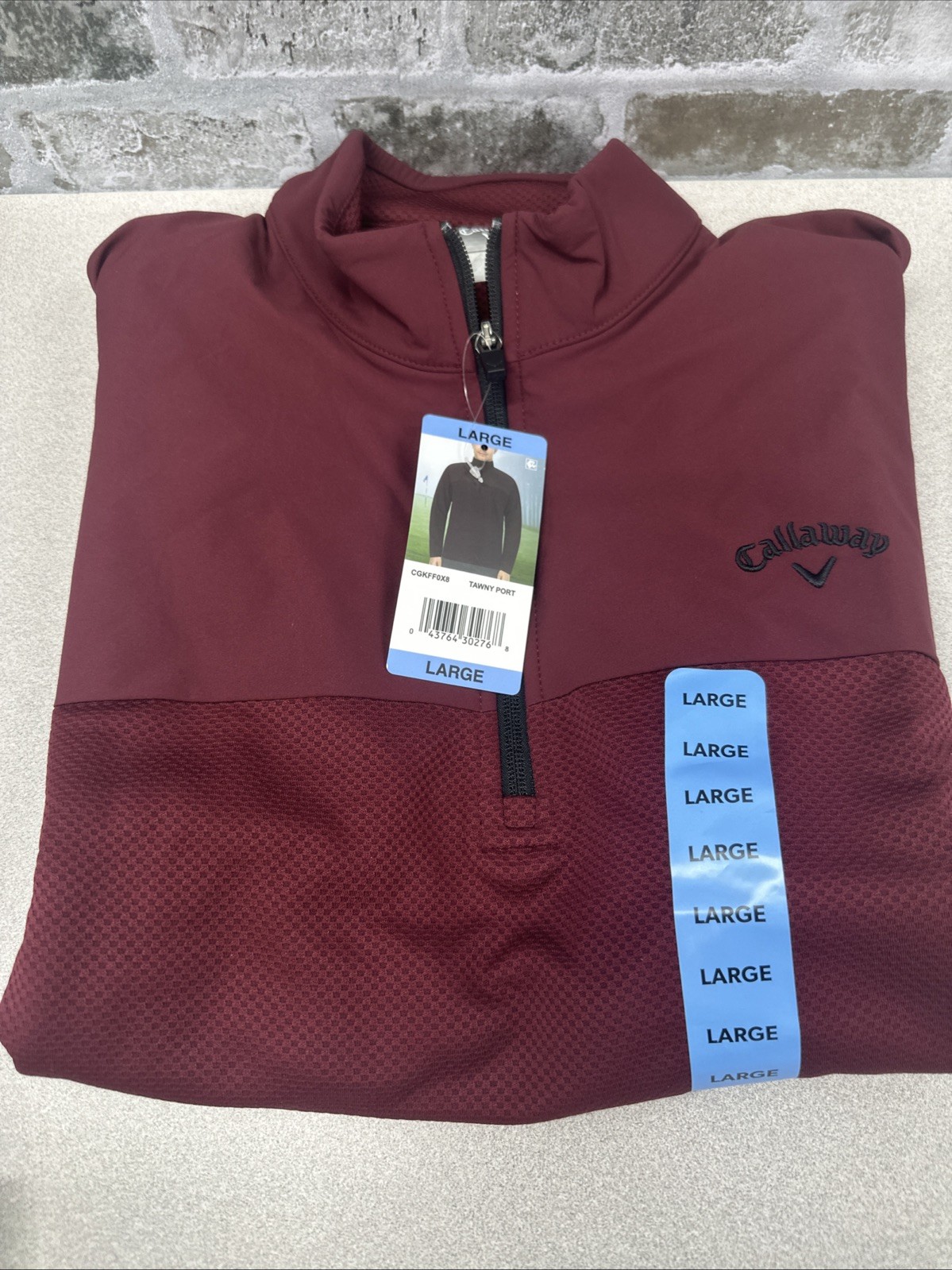 Callaway Men's Large Quarter Zip UPF 50 Pullover w/ Pockets In Tawny Port