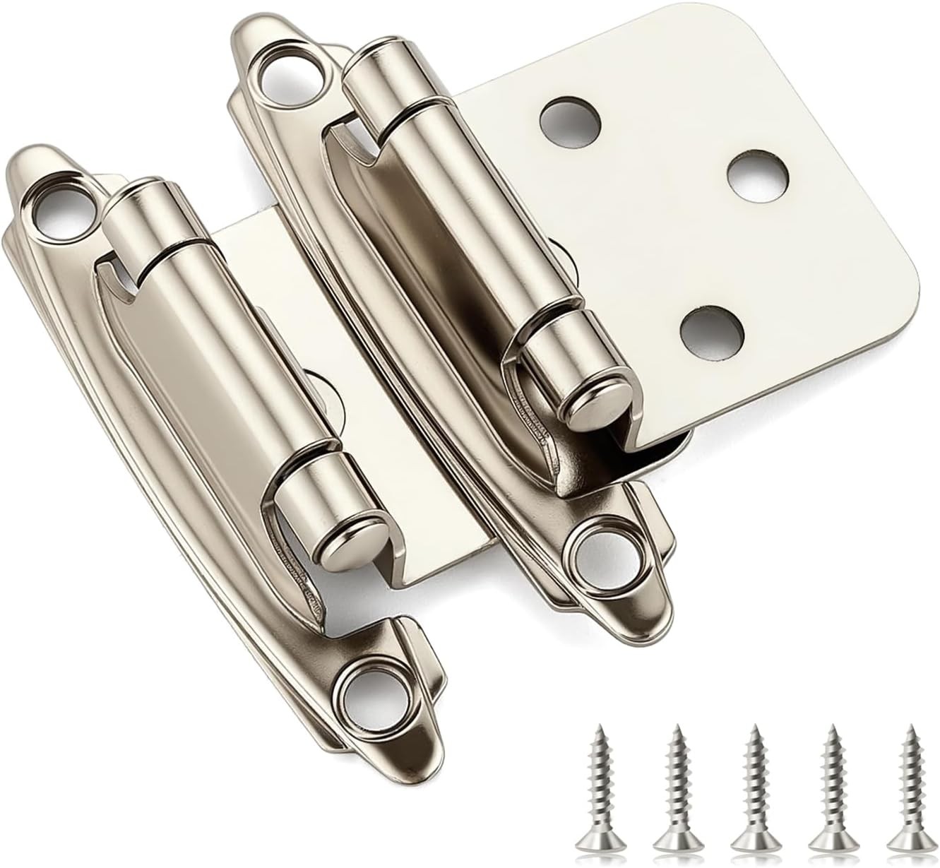 20 Pack (10 Pairs) 1/2 inch Overlay Cabinet Hinges, Self-Closing Semi-Concealed